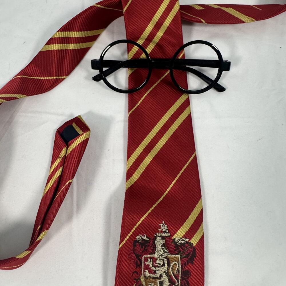 Gryffindor Striped Tie and Round Glasses Wizard Costume Set Halloween Cosplay